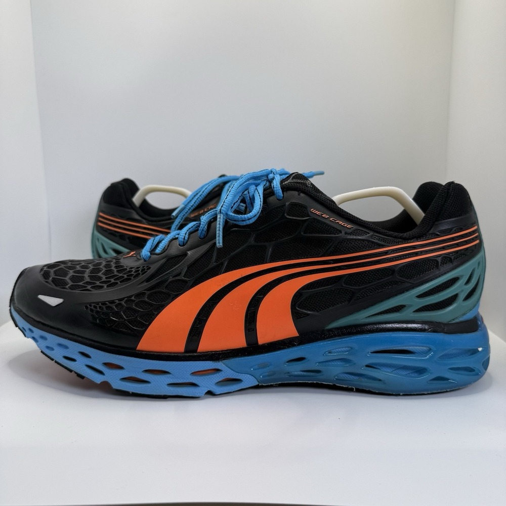 Puma Bioweb Elite Orhtolite Men's 11 Black Blue Orange‎ Running Shoes 186437-07